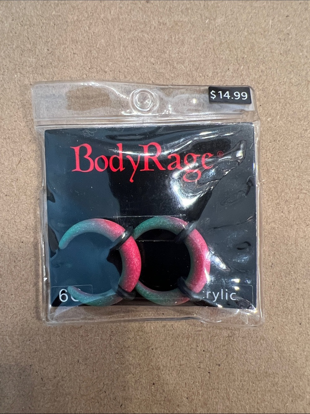 Pink & Green Hoop 6G Earring